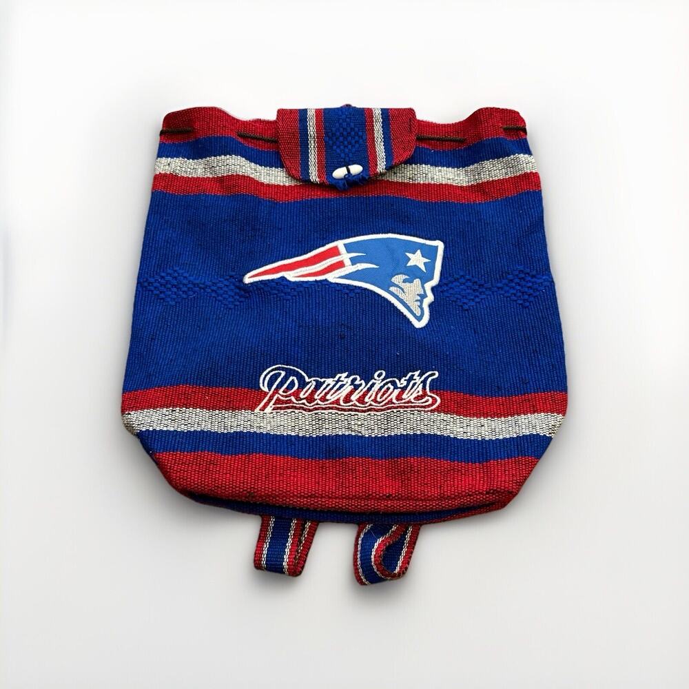 New England Patriots Unisex Blue Red Woven Mexican Baja Backpack Tote
